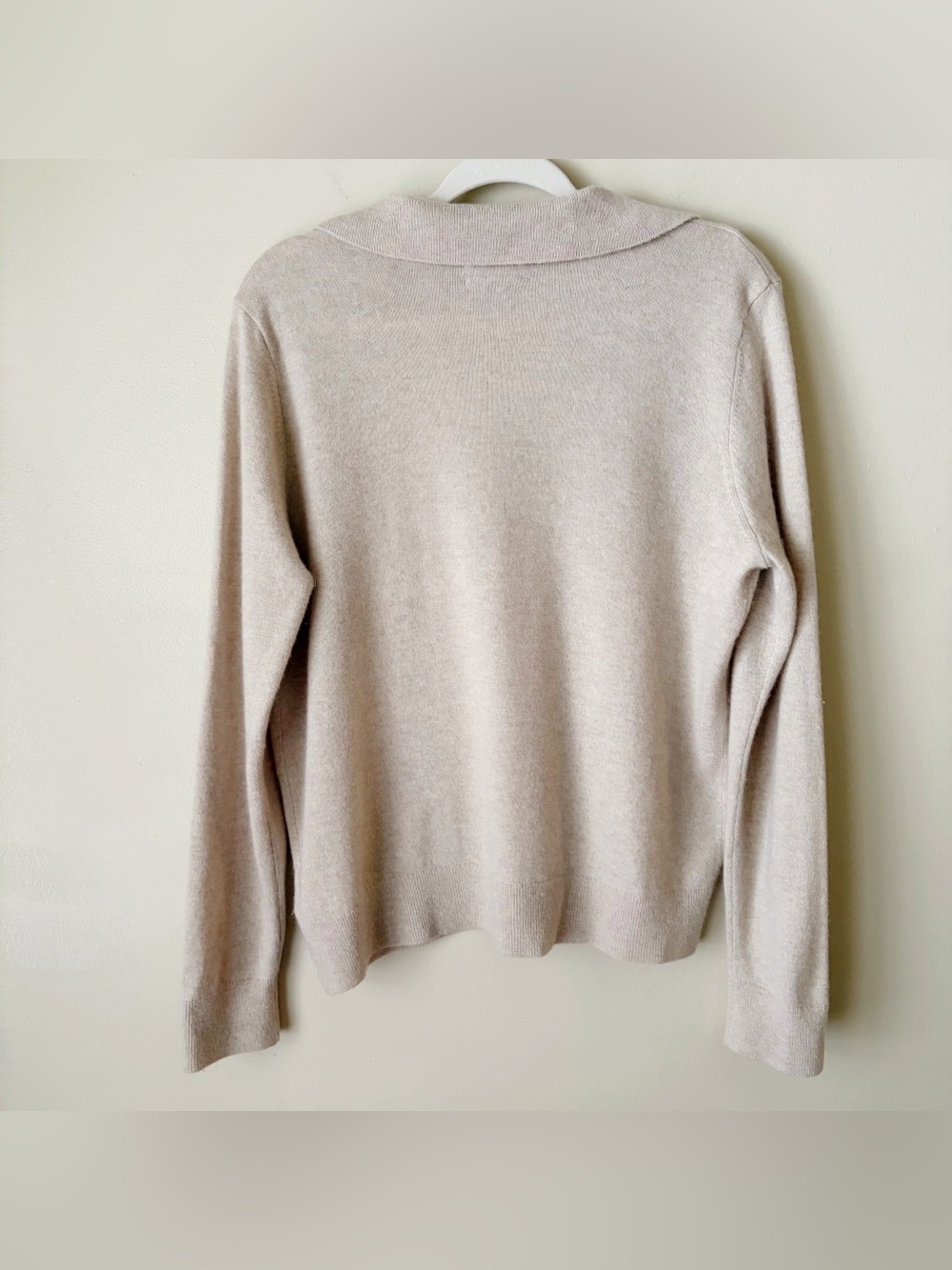 Lands End | 100% Cashmere Pullover Sweater Top Johnny Collar Cream Oatmeal M - Picture 4 of 6